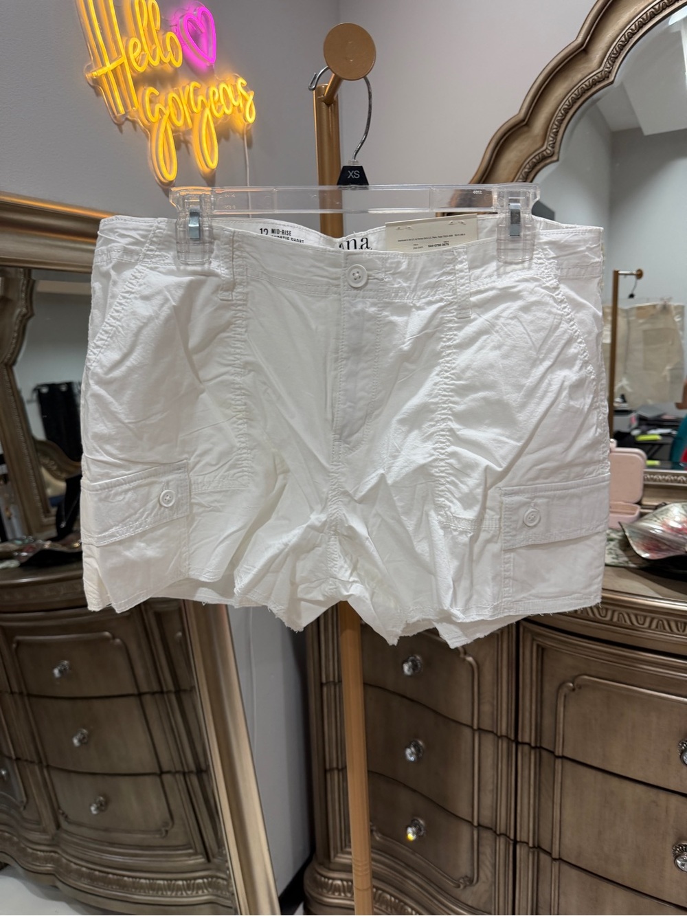 a.n.a White Cargo Shorts with Button Pockets